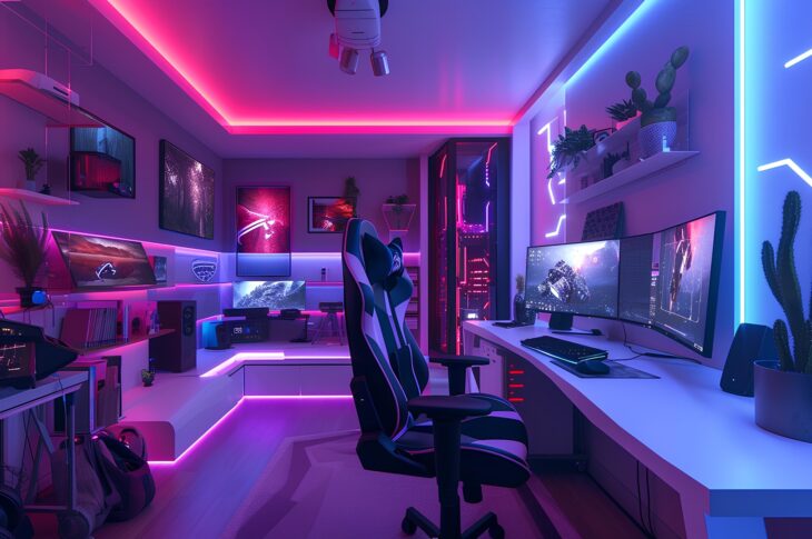 Fotos digitalisieren im modern eingerichteten Gamingraum