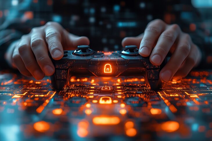 Hände steuern Controller über digitalem Interface | Anwaltskanzlei IT Recht